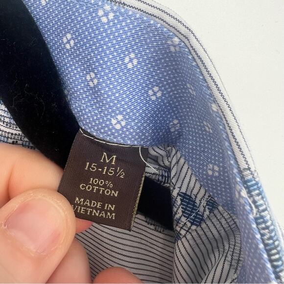 Tasso Elba Blue Paisley Dress Shirt Medium 15 - 15 1/2” - Picture 4 of 7